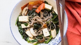 (Tiểu đường, ung thư, tim mạch) MÌ SOBA NẤU NẤM CÀ CHUA RONG BIỂN