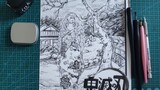 [Thanh Gươm Diệt Quỷ] Vẽ nhân vật Kanroji Mitsuri bằng bút mực