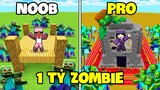 Noob Ruby Thử Thách 24h Chọn Thành Trì " CHỐNG 1 TỶ ZOMBIE " Noob Và Pro Trong Minecraft !