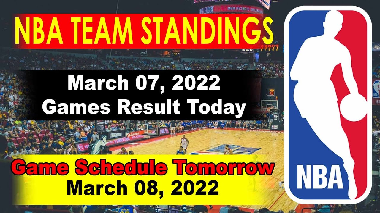 NBA STANDINGS as of March 7, 2022 NBA GAME RESULT TODAY NBA Game SCHEDULE TOMORROW March 8 2022