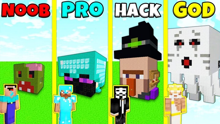 Minecraft Battle: NOOB vs PRO vs HACKER vs GOD: INSIDE MONSTER HEAD BASE BUILD CHALLENGE / Animation