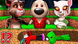 How Mikey and JJ ESCAPE From TALKING ANGELA , TOM and BEN ? Underground Maze ! - in Minecraft Maizen