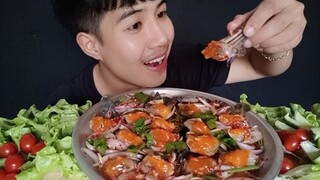 ASMR เสียงกิน ยำปูม้าดองนํ้าปลา ปูไข่เยิ้มๆเนื้อหวานๆ.....