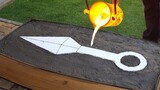 The "Kunai" of Hokage is made of lava, which cannot be thrown out