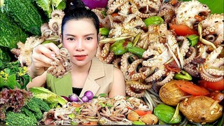 ตำซั่วหมึกสายเผ็ดนัวร์กรุปกรอบ ขนมจีนเหนียวนุ่มเเกล้มมะระผักสด|ส้มซ่าพาเเซ่บ