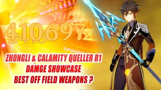 Zhongli & Calamity Queller R1 Floor 12 Damage Showcase - Best Off Field Weapons?