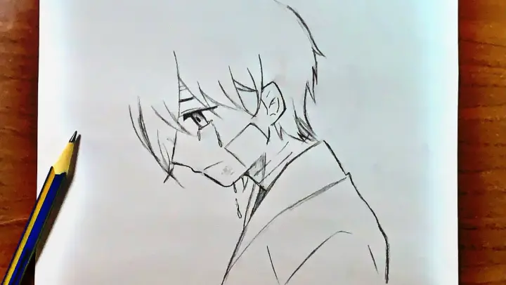 Sad anime drawing | how to draw sad anime boy step-by-step easy