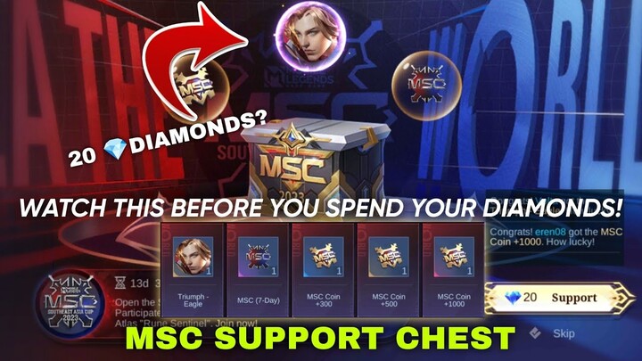 20 DIAMONDS MSC SUPPORT CHEST! WORTH IT OR NOT? MOBILE LEGENDS BANG BANG