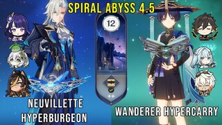 C0 Neuvillette Hyperburgeon and C1 Wanderer Hypercarry - Genshin Impact Abyss 4.5 - Floor 12 9 Stars