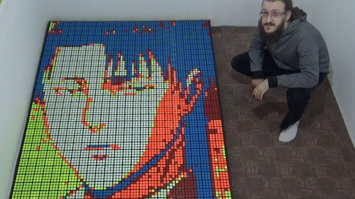 A foreign boy used nearly a thousand Rubik's cubes to create Captain Levi? ! 【MrPuzzle】