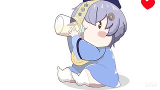 [Genshin Impact animation]❤️Cute Qiqi❤️Drinking milk online❤️ (Coconut sheep's milk)