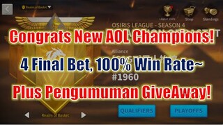 New AOL Champions! 4 Final Bet, 100% Benar Semua! Pengumuman Give Away~ Rise of Kingdoms Indonesia