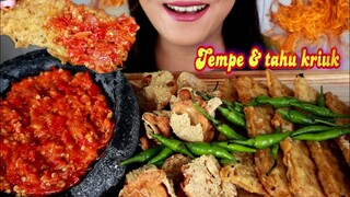 ASMR GORENGAN TEMPE KRIUK + TAHU KRIUK + SAMBEL MERCON | ASMR MUKBANG INDONESIA