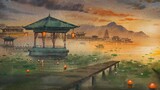 [Melukis] Lukisan cat air dengan gaya oriental