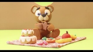 Sweet brown bear clay cartoon for kids - BabyClay