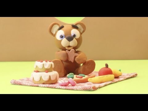 Sweet brown bear clay cartoon for kids - BabyClay