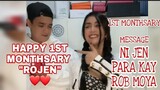 JEN MESSAGE TO THEIR 1ST MONTHSARY AS PARTNER| ROB MOYA | ROJEN❤| WISH YOU GUYS MORE MONTHS TO COME.