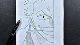 Anime sketch | how to draw zoro Roronoa easy steps