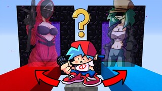 Minecraft FNF Boyfriend: DO NOT CHOOSE THE WRONG PORTAL (Squid Game Guard OR Garcello Girl ?)