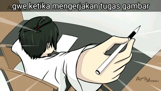 momen ketika mengerjakan tugas gambar vs tugas matematika