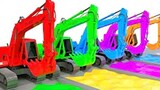 Excavator and truck working video Children's engineering vehicle dyeing show Parent-child games