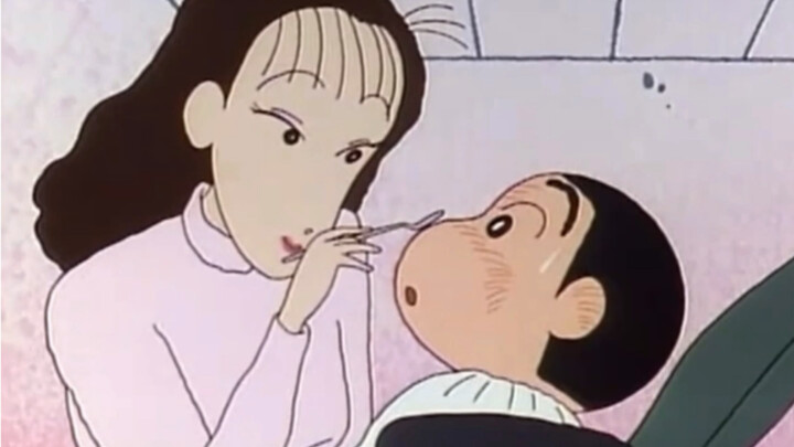 Klip lucu "Crayon Shin-chan" tentang seorang saudari cantik yang membantu Shin-chan merawat giginya