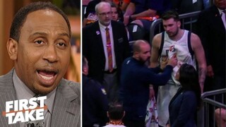 First Take | Stephen A. reacts Doncic angry after a brief conflict with a Suns fan who barked at him