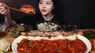 SUB) !🔥 Spicy Stir-Fried Octopus Mukbang Asmr