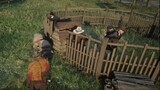 What happens when Arthur locks Dutch, Micah, Milton, and Ross in the pigpen at home