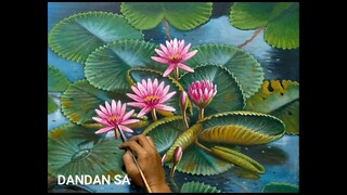 CARA MENGGAMBAR - MELUKIS BUNGA TERATAI / HOW TO DRAW WATER LILIES / LOTUS (part 5)