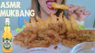 ASMR MUKBANG FRIED SHRIMP TEMPURA, SQUID RINGS, SHRIMP NUGGETS WITH SAN MIG APPLE BEER | EATING SHOW