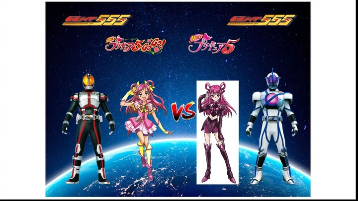 Kamen Rider Faiz and Cure Dream (Yes Precure 5 Gogo) VS Kamen Rider Psyga & Dark Cure Dream