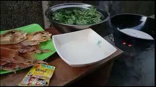 Ginataang Malunggay with dried pusit and fish