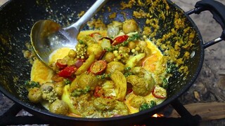 Cooking Red Duck Eggs with Supper Spicy Chili Recipe - Fried orange duck egg curry mutton