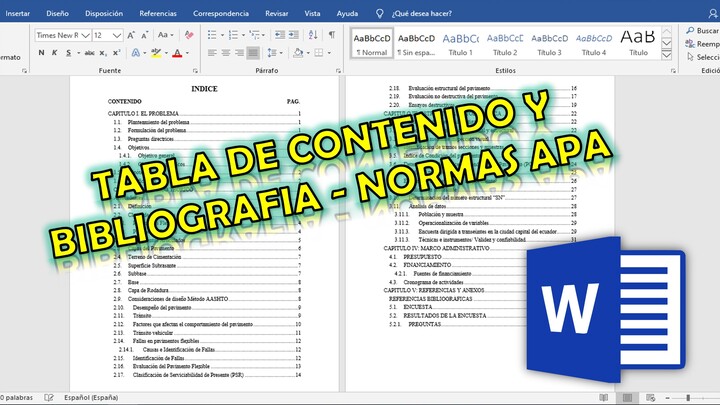 Insertar Indice de contenido, imágenes y tablas Bibliográfica Word