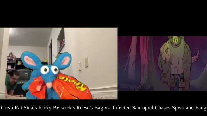 Crisp Rat Steals Ricky Berwick's Reese's Snack Size Bag vs. Infected Sauropod Chases Spear and Fang