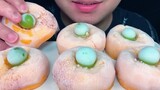 [Ẩm thực][ASMR]Ăn đào donut đông lạnh và nho xanh