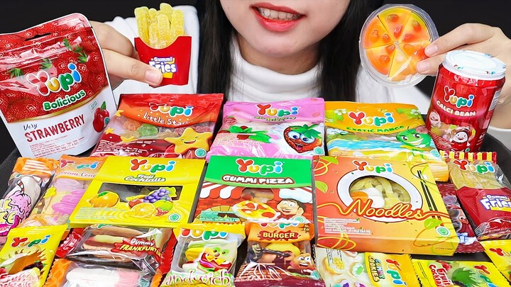 ASMR YUPI GUMMY JELLY CANDY 🍕 PIZZA, BURGER, FRIES, NOODLES, SANDWICH, FRUIT, CALCI BEAN, BOLICIOUS