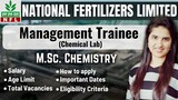 NFL Recruitment 2024 | National Fertilizers Limited Management Trainee | Chemical Lab |MSc Chemistry