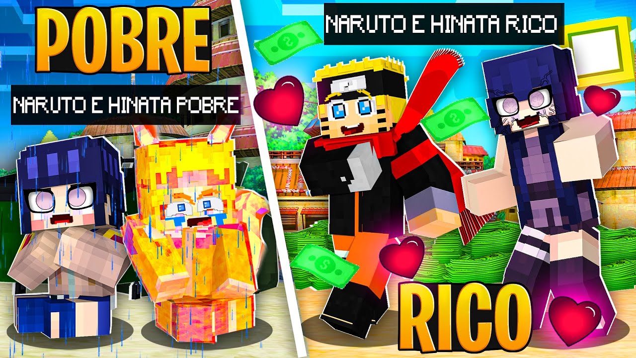 RICO VS POBRE DO NARUTO E HINATA no MINECRAFT! - BiliBili