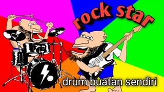 ketika mimpi jadi drummer menjadi kenyataan(drum rakitan sendiri)rock and roll//animasi lucu