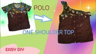 DIY | One Shoulder Ruffle Top Cutting and Stitching | Transforming Polo |  Ladies Top