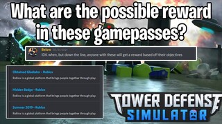 What are the possible rewards in these gamepasses? | Tower Defense Simulator | ROBLOX