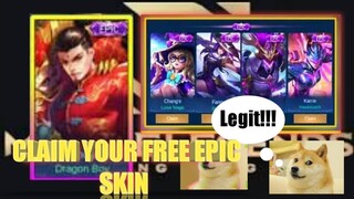 FREE EPIC SKIN CLAIM IT NOW! | MOBILE LEGENDS BANG BANG