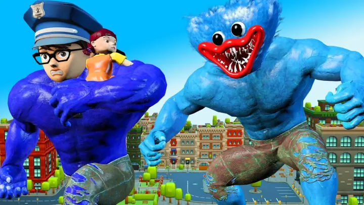 NickHulk Police Brave Help Doll Squid Game Go Home vs Giant Huggy Wuggy - Scary Teacher 3D Fun Story