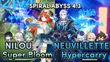 C0 Nilou Super Bloom & C0 Neuvillette Furina Hypercarry | Genshin Impact Spiral Abyss 4.3
