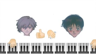 Animasi|Neon Genesis Evangelion-Bermain Piano Bersamaan