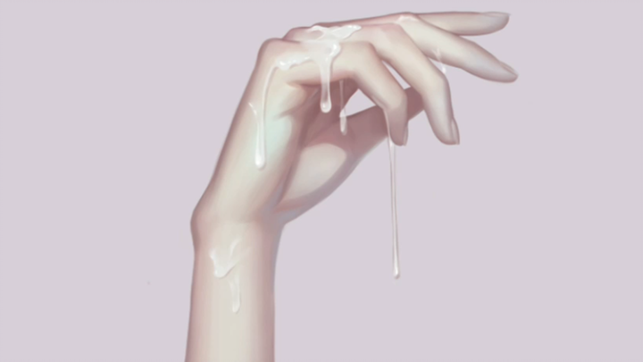 [Cara melukis] Tangan dengan tetesan air yang realistis