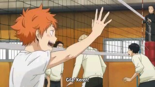 pertama kali hinata shoyo dan kageyama berhasil melakukan minus tempo