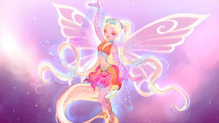 [Winx Club] Stella, the Sun and Moon Fairy, transformation collection from season 1 to season 7